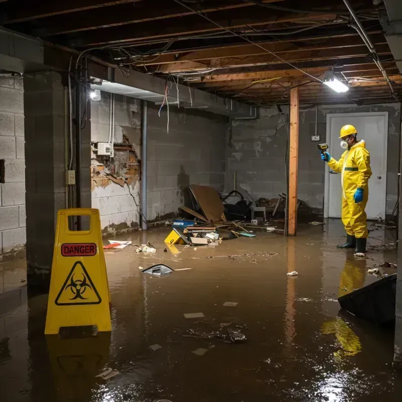 Flooded Basement Electrical Hazard in Yadkin County, NC Property